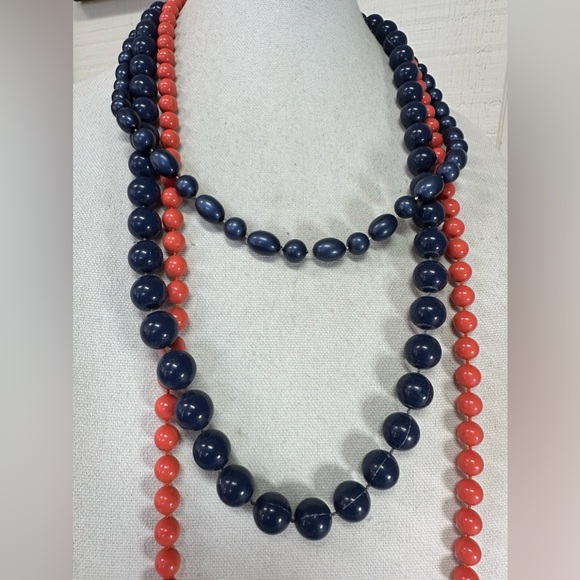 Blue and salmon orange old lady necklaces - Picture 6 of 6
